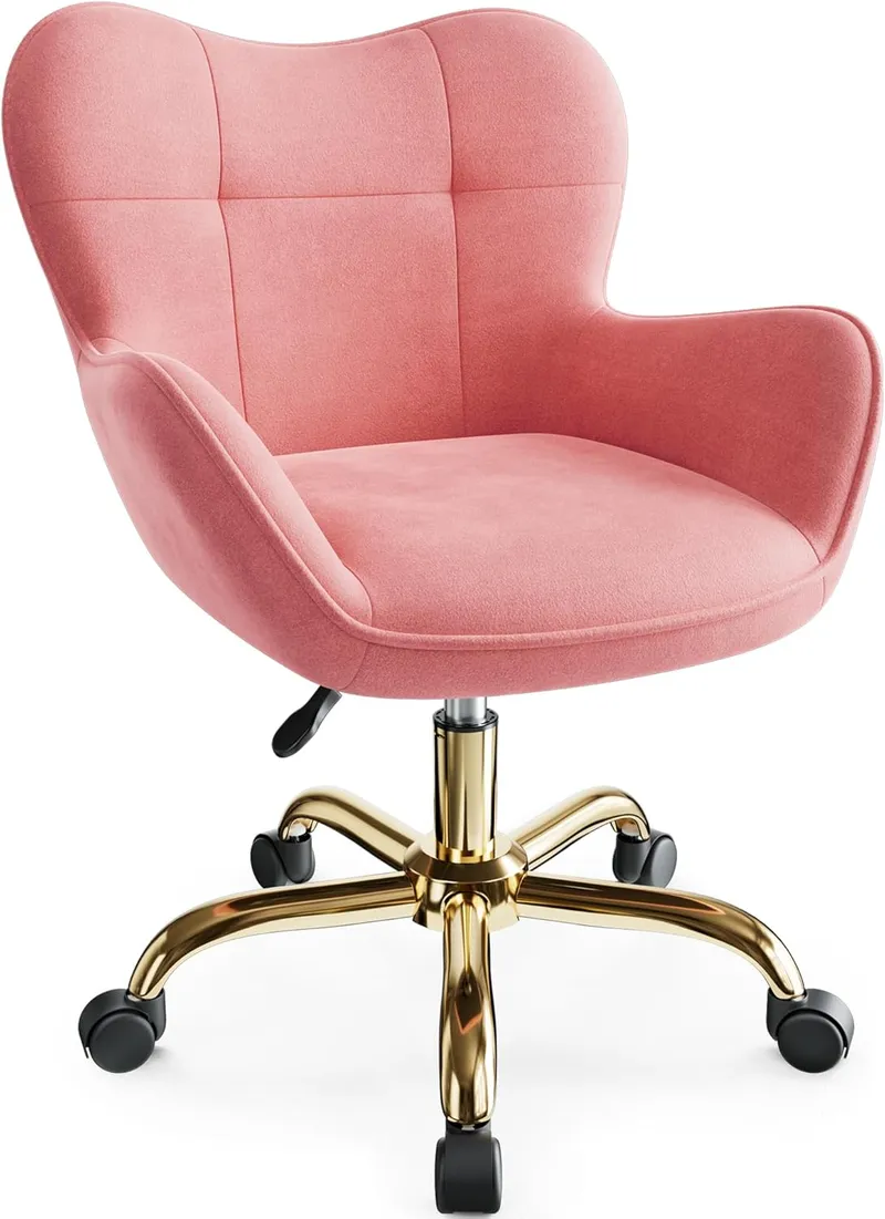 BestEra Cute Home Office Desk Chairs Adjustable Height for Living Bedroom, Pink