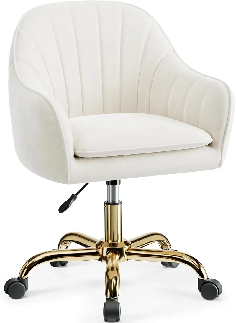 BestEra Vanity Chair with Wheels, Beige
