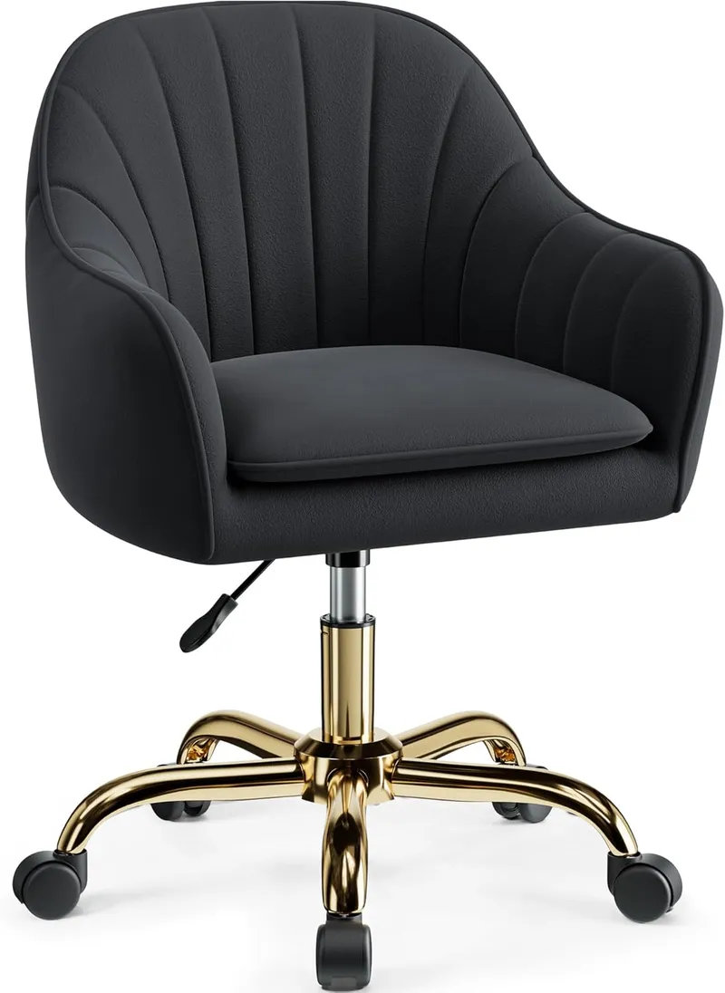 BestEra Vanity Chair with Wheels, Black