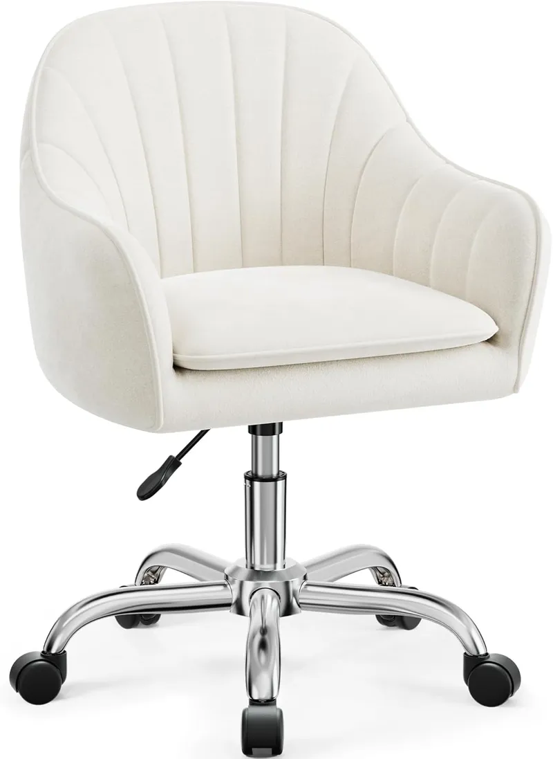 BestEra Vanity Chair with Wheels Silver Foot